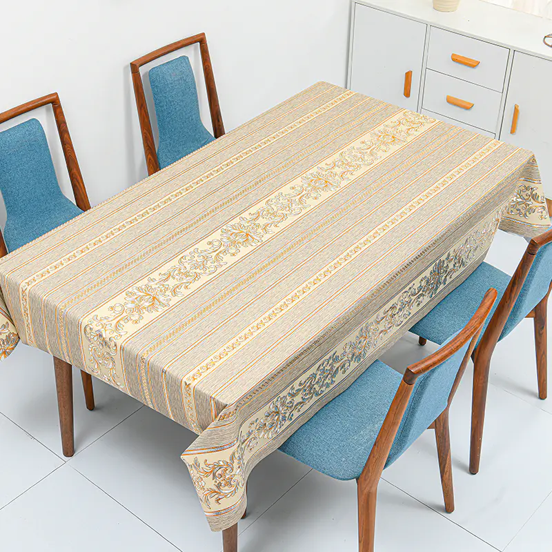 European Stripe Floral PVC Tablecloth 