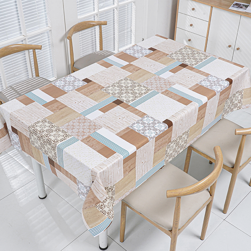Farmhouse Patchwork Plank PVC Tablecloth 