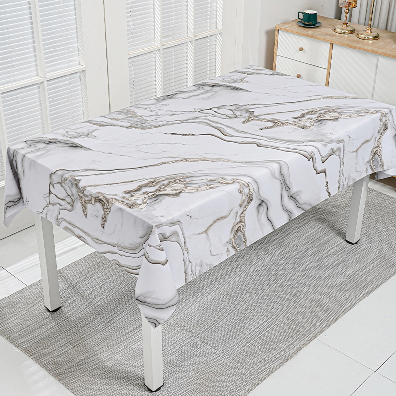 Luxury White Marble PVC Tablecloth
