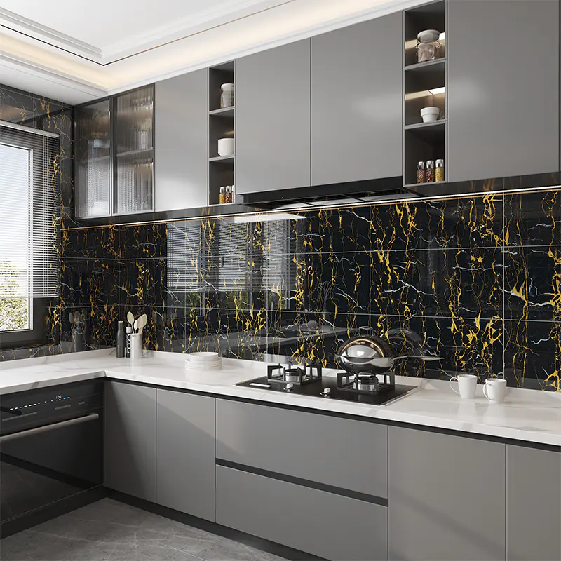 Black Base Vein Marble Wall Decoration Sticker 