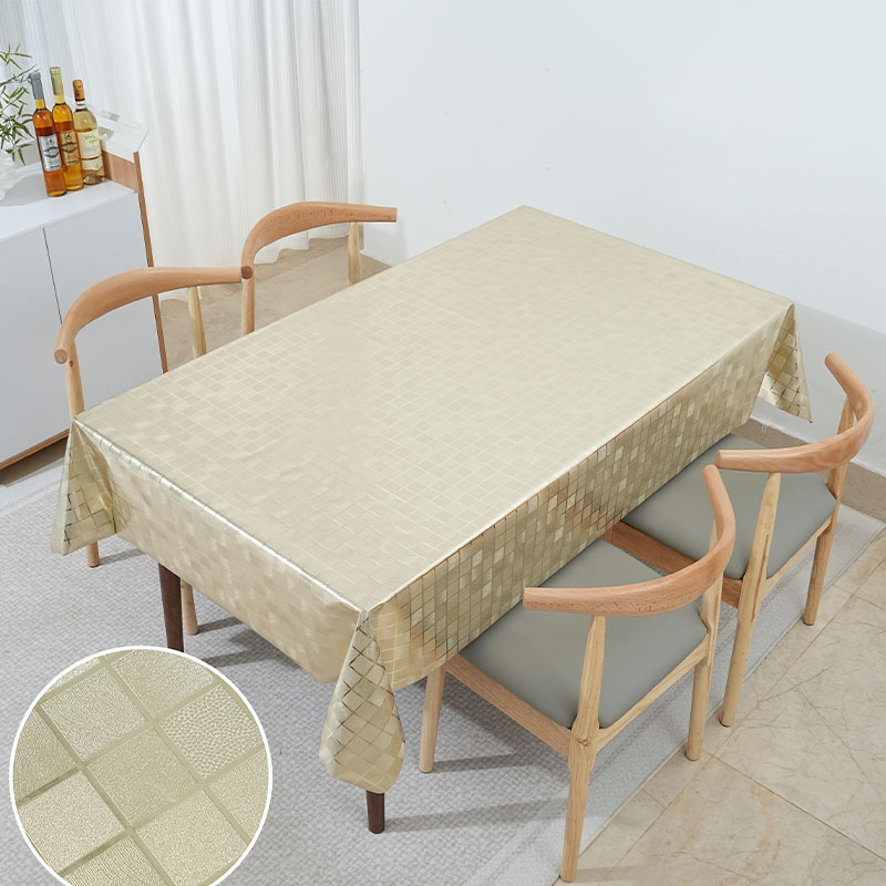 Gold Grid PVC Tablecloth 
