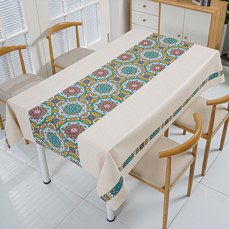 Banded Medallion PVC Tablecloth 