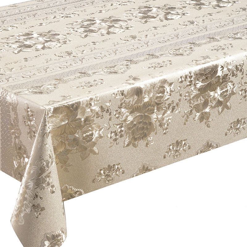 Elegant Metallic Floral PVC Tablecloth