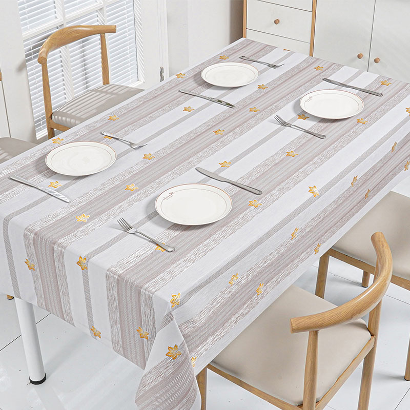 Striped Maple Leaf PVC Tablecloth 