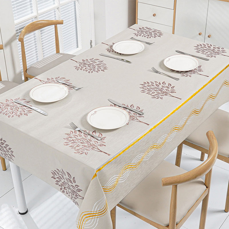 Golden Trim Tree PVC Tablecloth