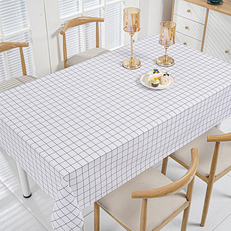 White Grid PVC Tablecloth