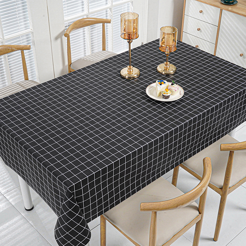 Black Grid PVC Tablecloth