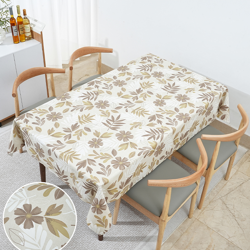Neutral Bloom PVC Tablecloth