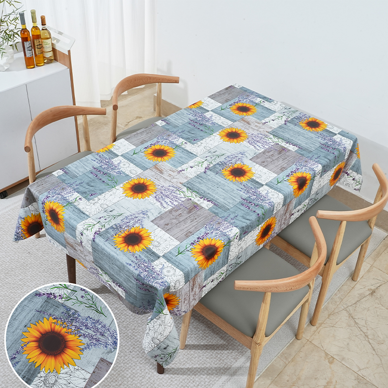 Rustic Sunflower PVC Tablecloth
