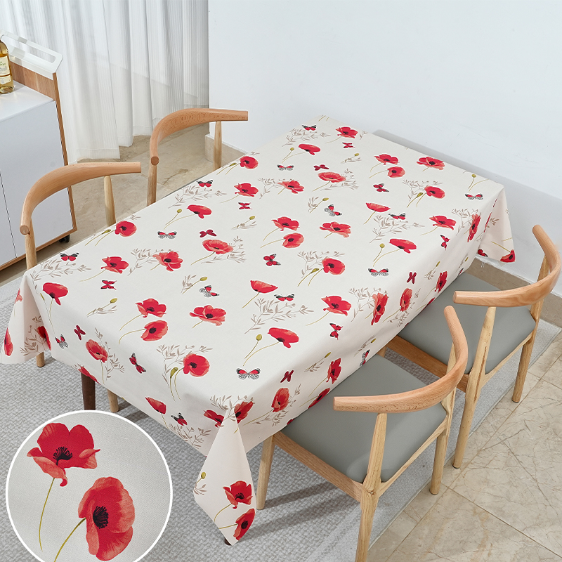 Corn Poppy PVC Tablecloth