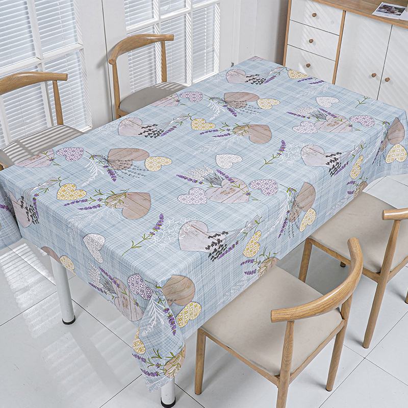 Heart Lavender PVC Tablecloth