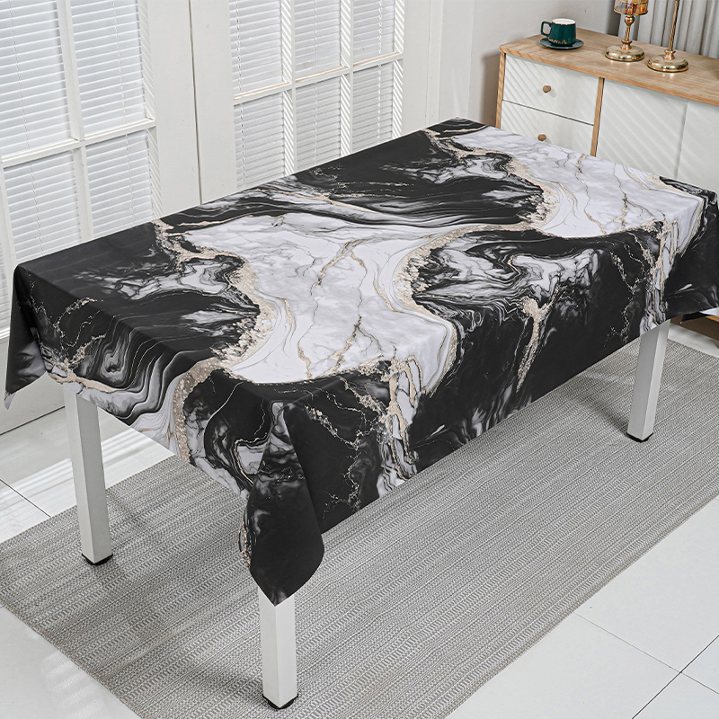 Dark Gold Marble PVC Tablecloth